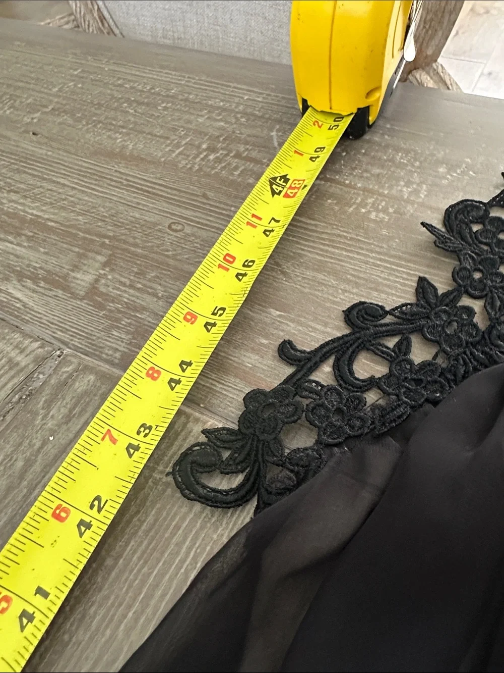 Black Sheer Lace-Trim Wrap Scarf